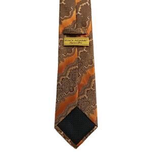Men's Stacy Adams Signature Gold Orange/Brown Paisley Microfiber Tie #T5